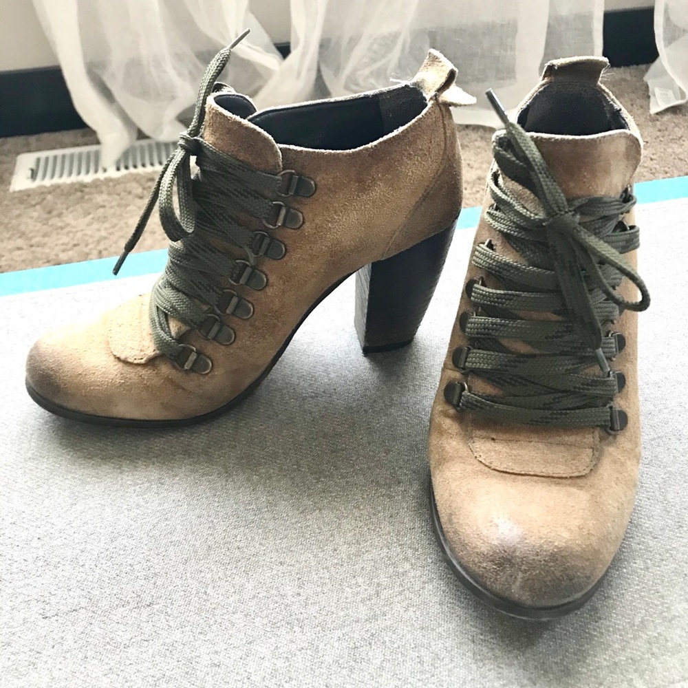 Boutique 9, Brown Leather Lace Up Booties, size 7